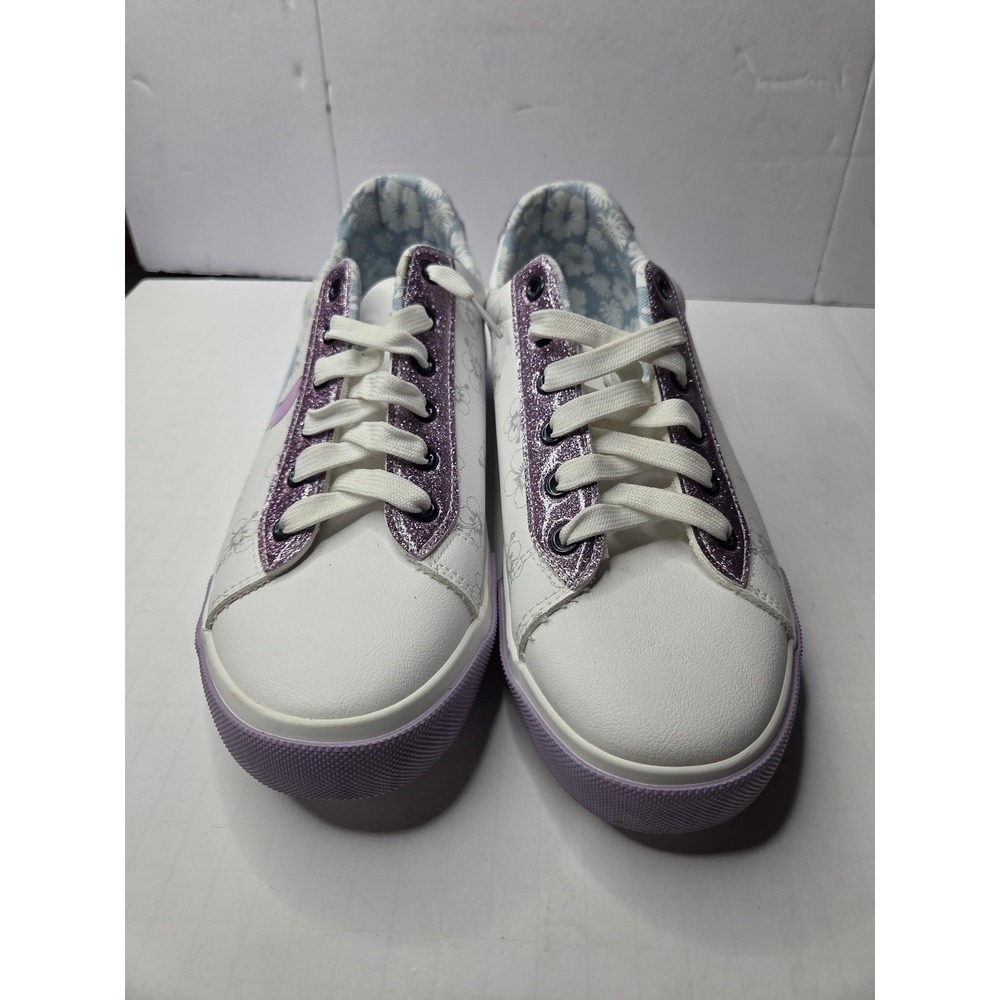Ground Up Disney Lilo & Stitch White Purple Glitter Floral Sneakers Womens 9.5